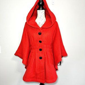 Steve Madden | NWT Red Coral Hooded Knit Design Jacket | Size M(Adjustable)